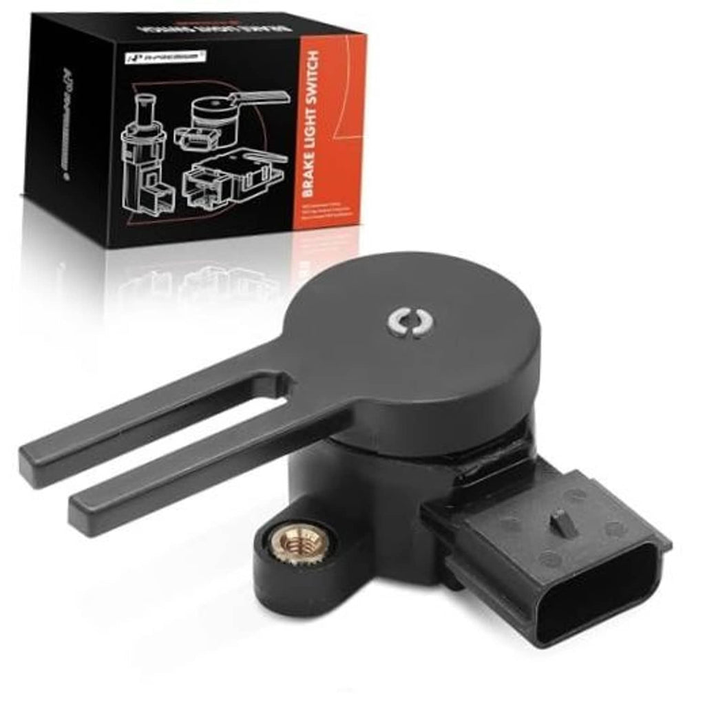 Brake pedal position sensor with black lever and electrical plug connector