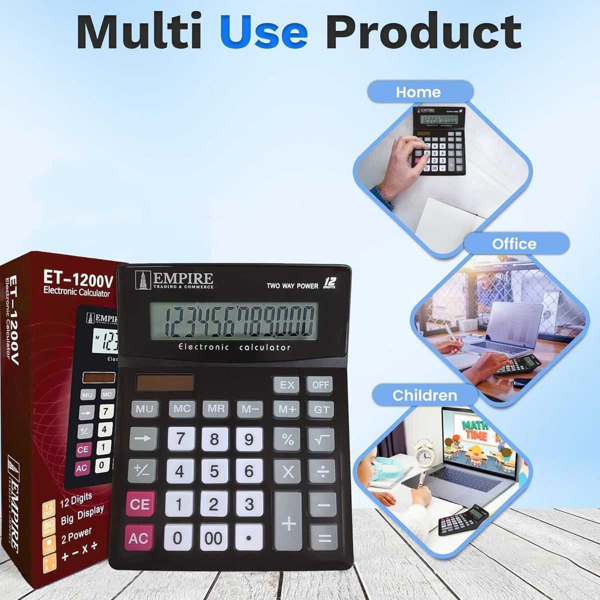 Electronic desk calculator with number pad and function keys