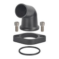 Black 15-degree swivel water neck thermostat housing with bolts and gasket seal