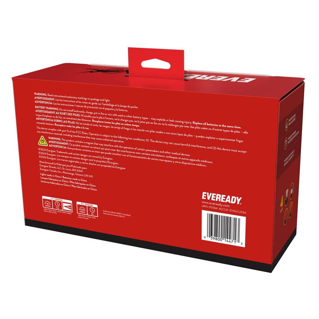 Red rectangular product box for a 3-pack collapsible LED camping lantern.