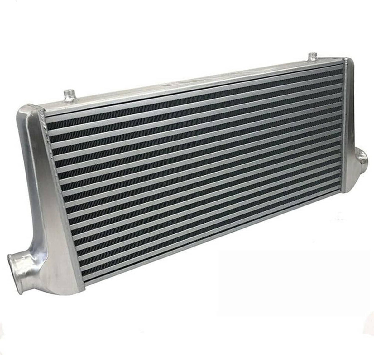 Aluminum front mount turbo intercooler with parallel fin core and end tanks