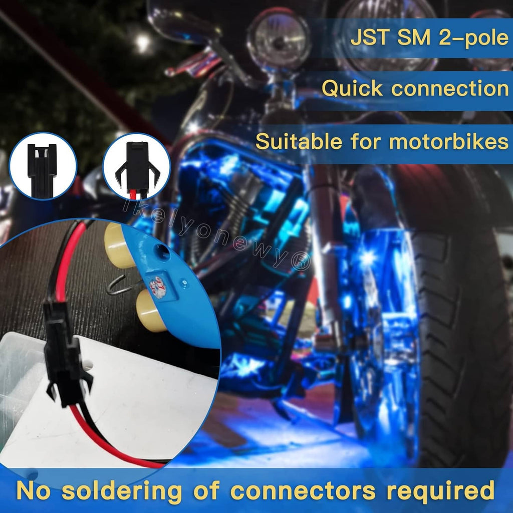 JST SM 2-pole quick-connect plug set with red/black 18 AWG wire leads