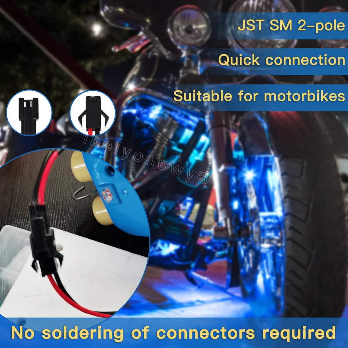 JST SM 2-pole quick-connect plug set with red/black 18 AWG wire leads