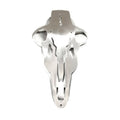 Silver iron deer skull wall mount with cutout details