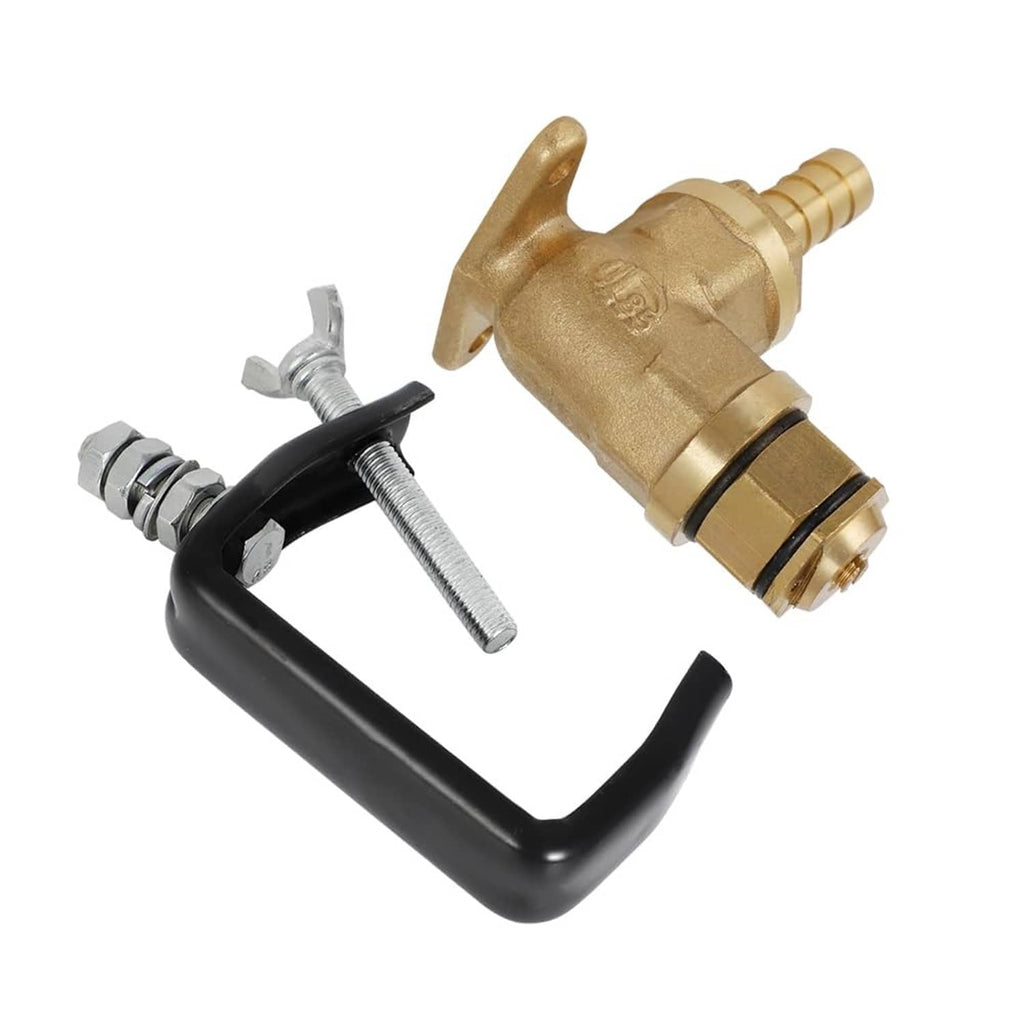 Boomless sprayer nozzle with black U-handle and brass valve body, side outlet