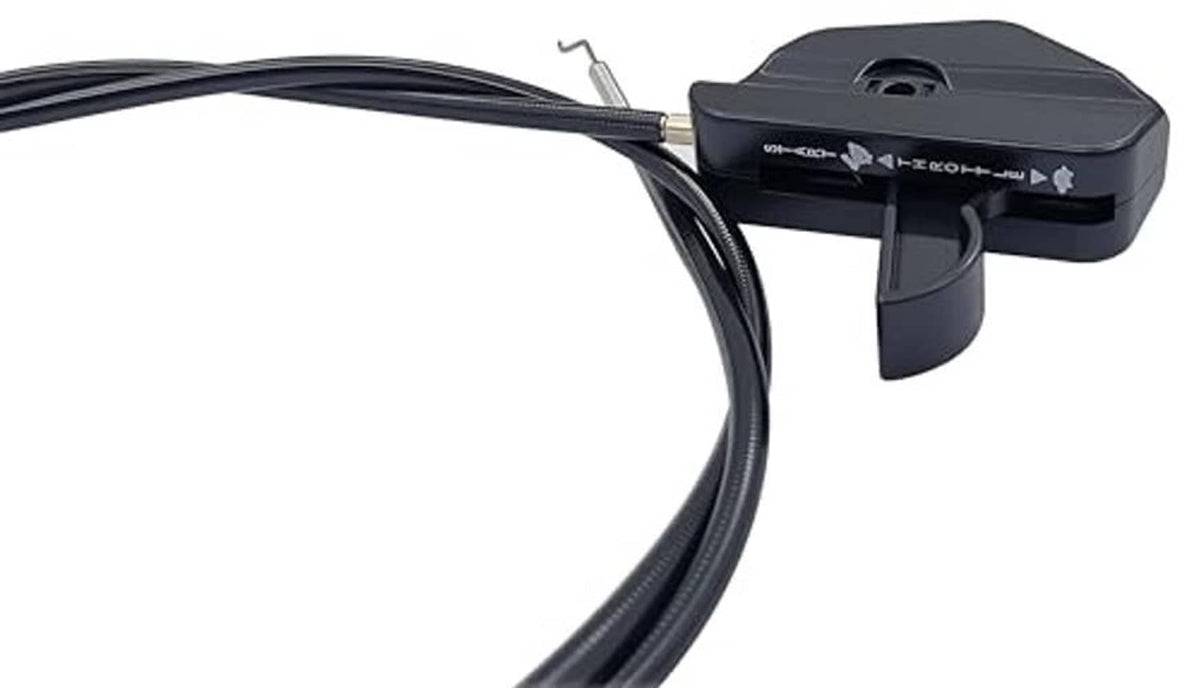 Throttle control cable with black control housing and looped black conduit