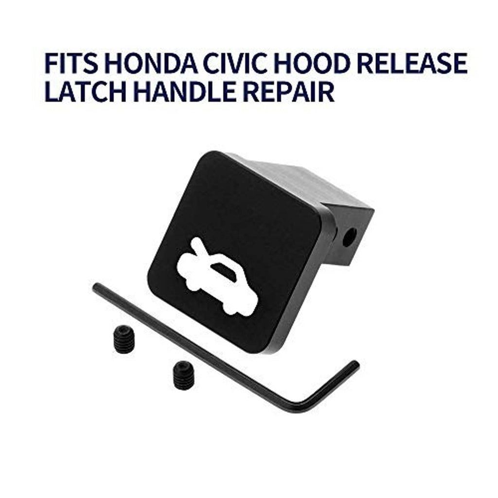 Hood latch release handle kit with black handle cover, Allen keys, and screws