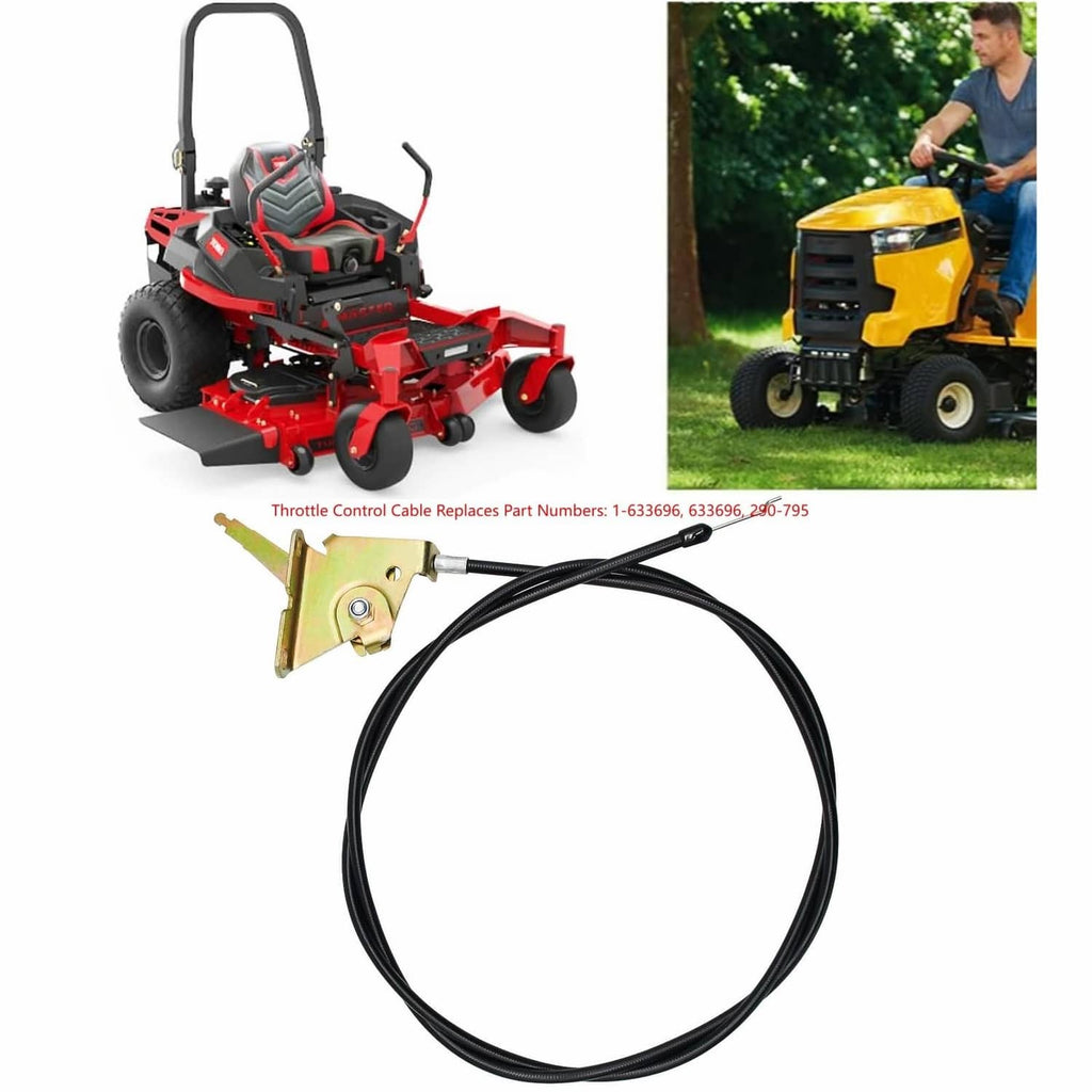 Throttle control cable with black loop and metal bracket end