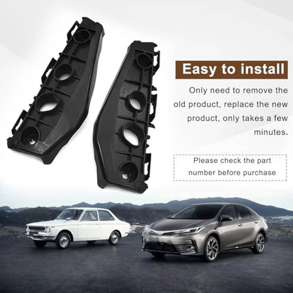 Two black front bumper brackets shown at an angle, molded plastic with circular holes