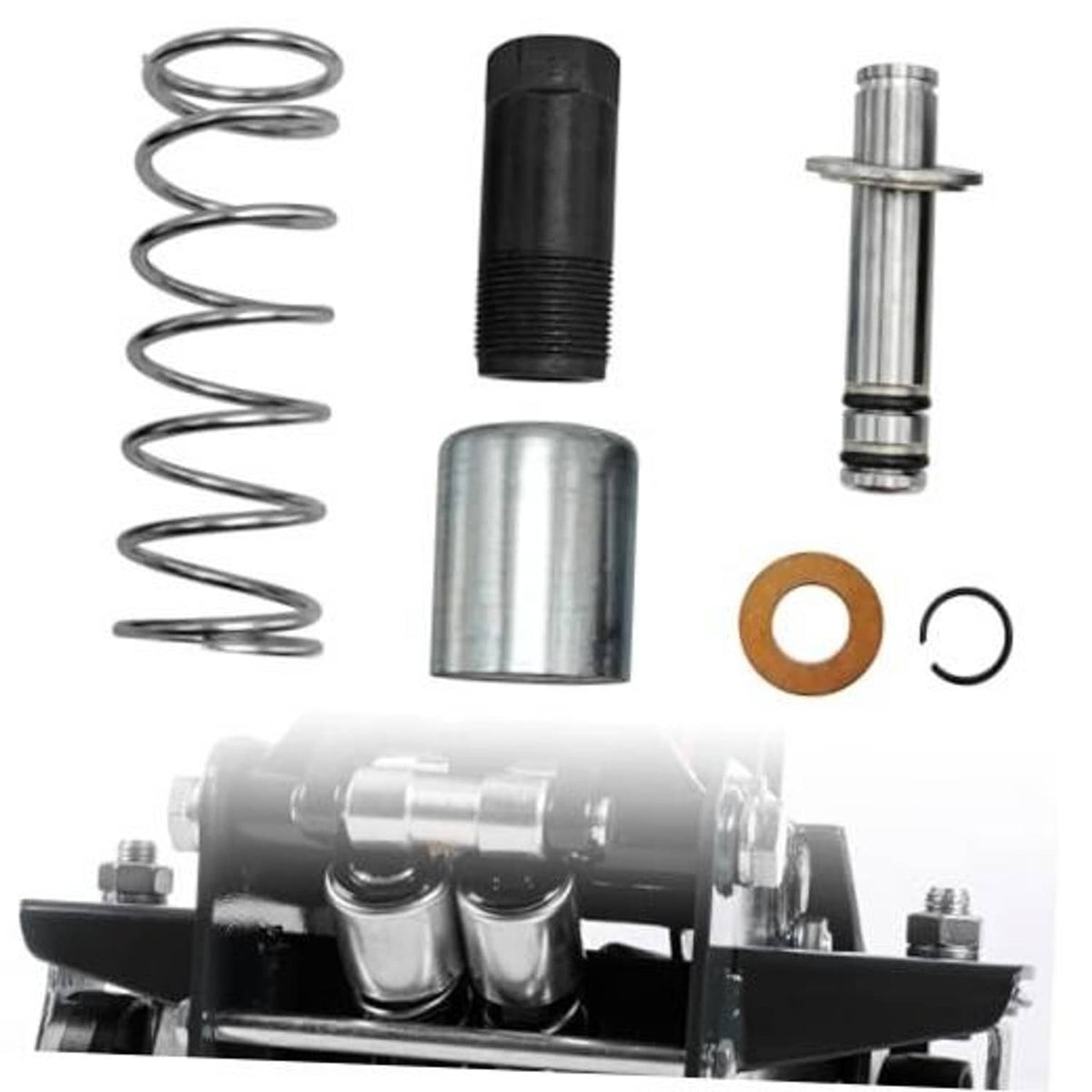 Hydraulic floor jack pump plunger kit with spring, cylinder, plunger, and seals