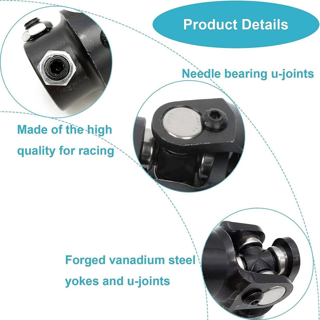 Black steering U-joint shaft with needle bearing yoke and end detail