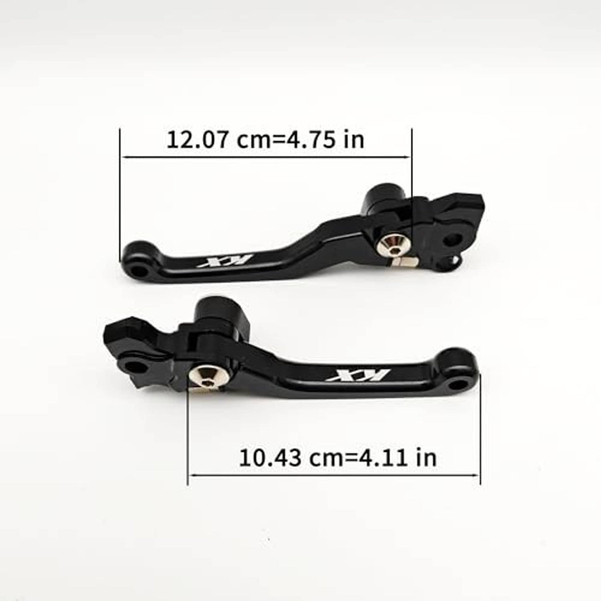 Black CNC brake and clutch levers with silver pivot hardware