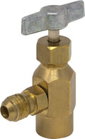 Brass K28 can tap adapter with T-handle valve, 7/16 female to 1/4 male