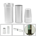 Teflon seal installer tool kit with three silver metal sizing sleeves