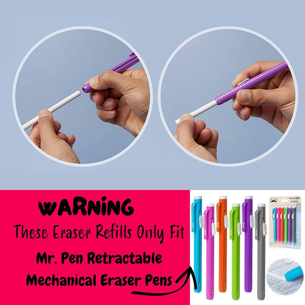 White eraser refill sticks with a purple retractable mechanical pencil