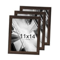 Set of 3 walnut woodgrain picture frames, overlapping, 11x14 size, dark brown finish