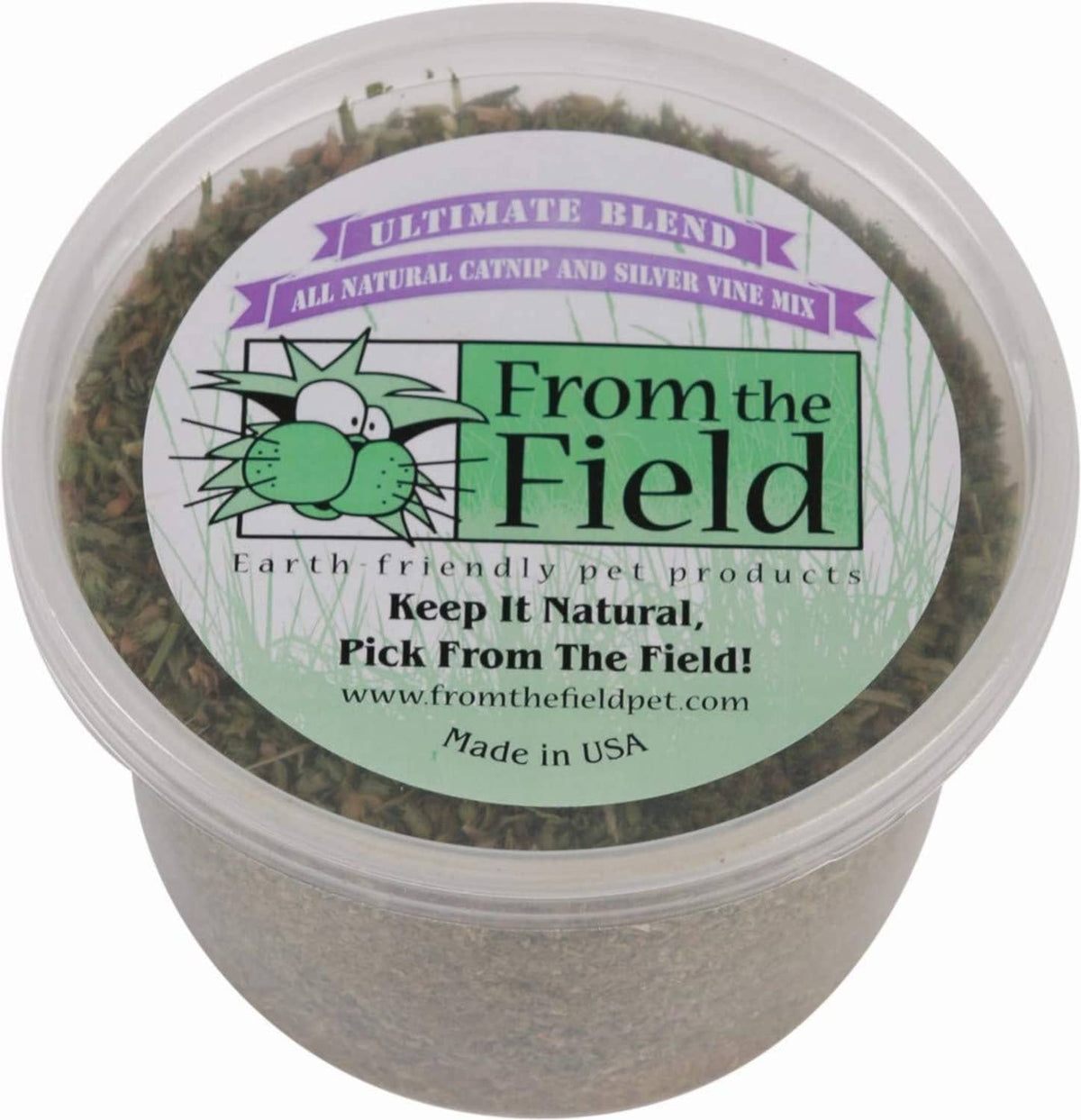From the Field catnip & silver vine blend container with label