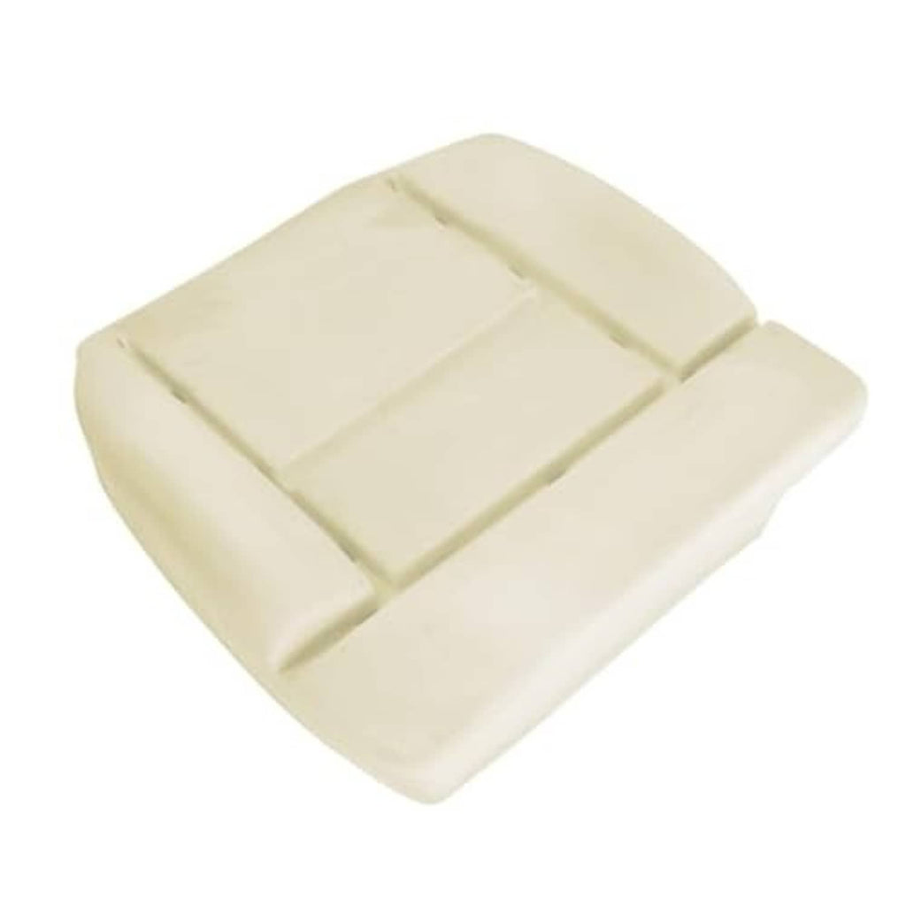 Cream seat foam cushion pad with central insert channels and surrounding raised rim