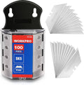 Utility knife blade set with dispenser, 100 SK5 steel blades, 61mm