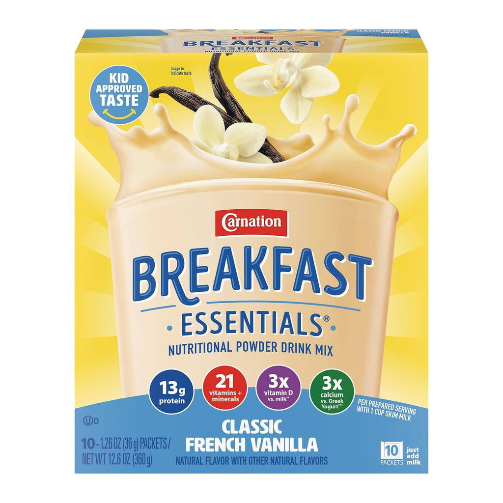 Carnation Breakfast Essentials Classic French Vanilla nutritional powder drink mix, 10 packets