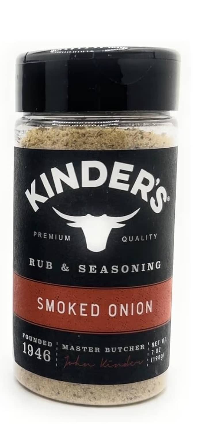Kinder's Smoked Onion rub & seasoning bottle, 7 oz