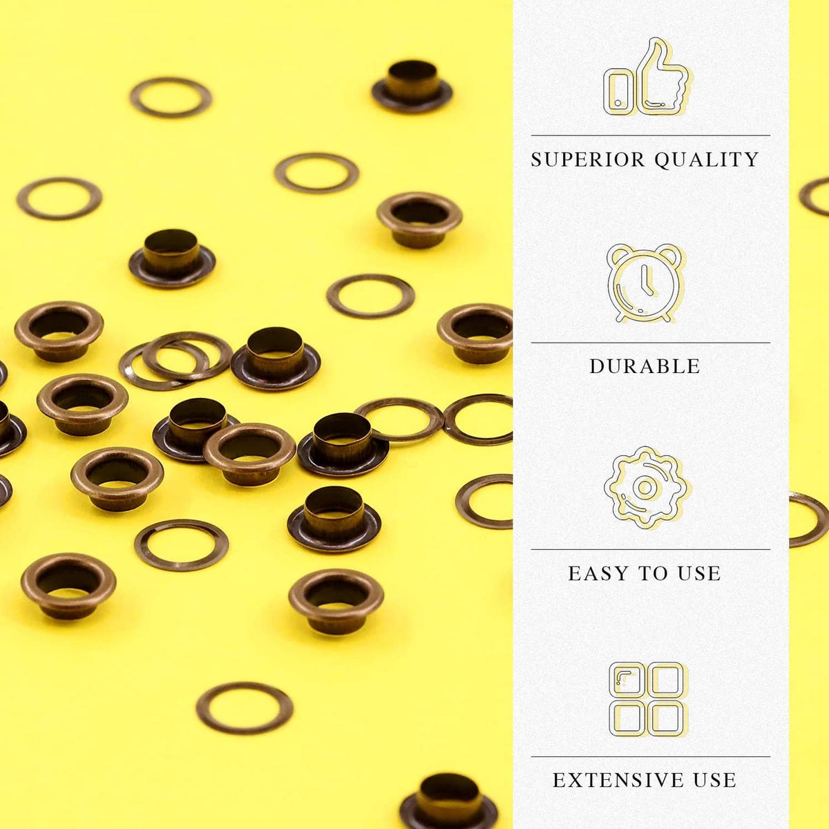 Bronze grommet eyelets and washers assortment in small round rings