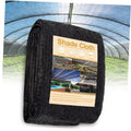 Black mesh shade cover roll, tightly wound on a package for garden sun protection.
