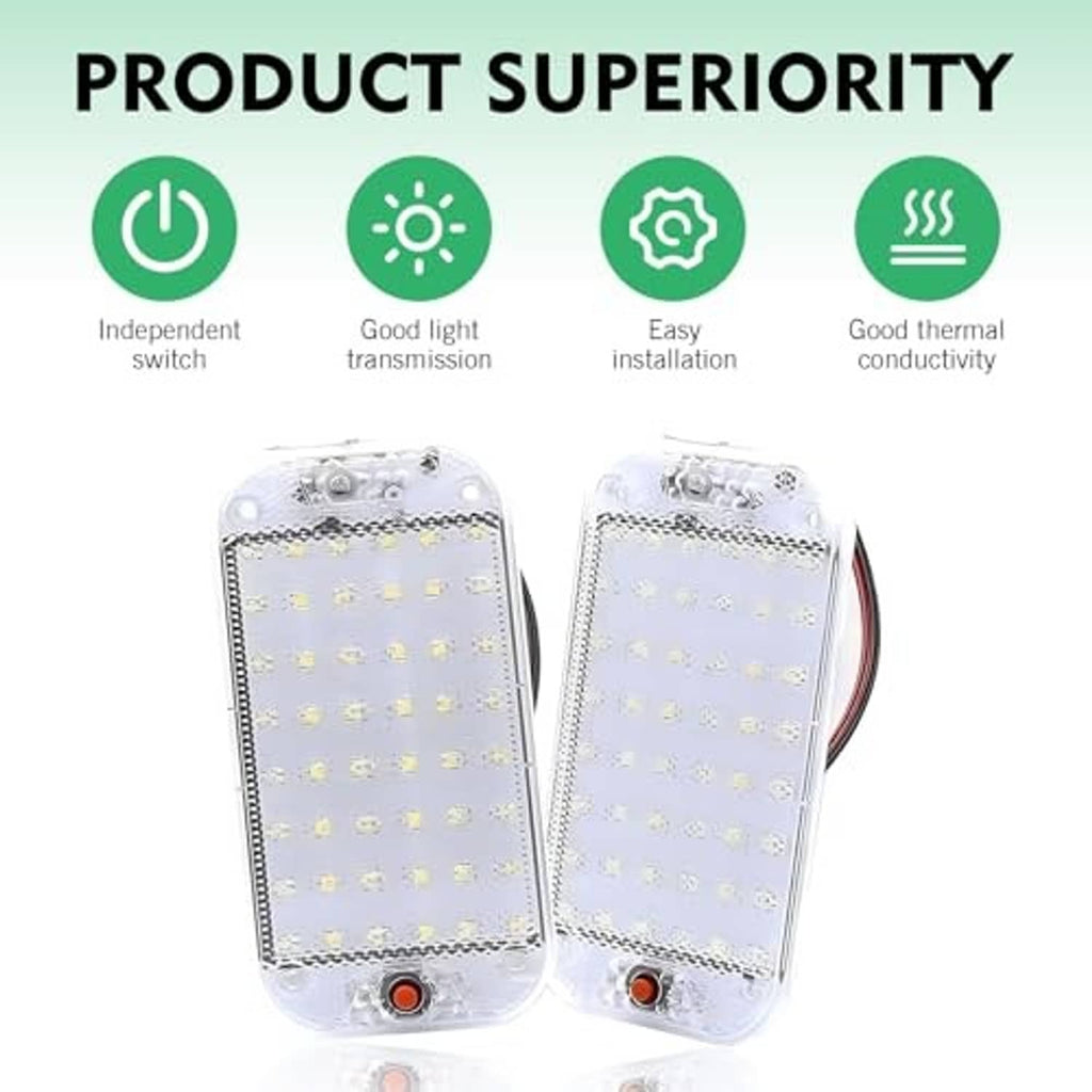 Set of two clear LED cab dome lights with yellow LED panels and red button controls
