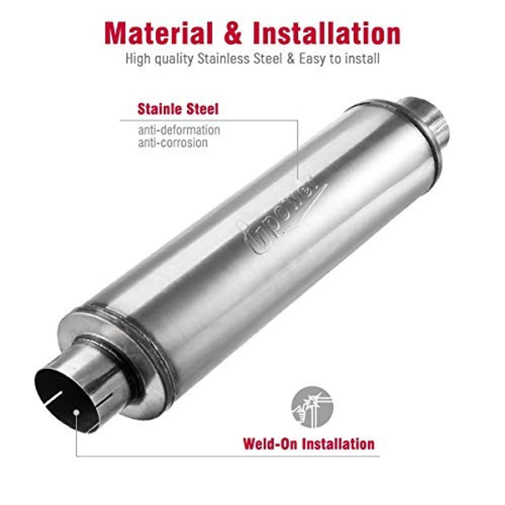 Stainless steel diesel exhaust muffler with weld-on installation end