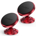Red magnetic car phone holders (2-pack) with black top discs and round bases