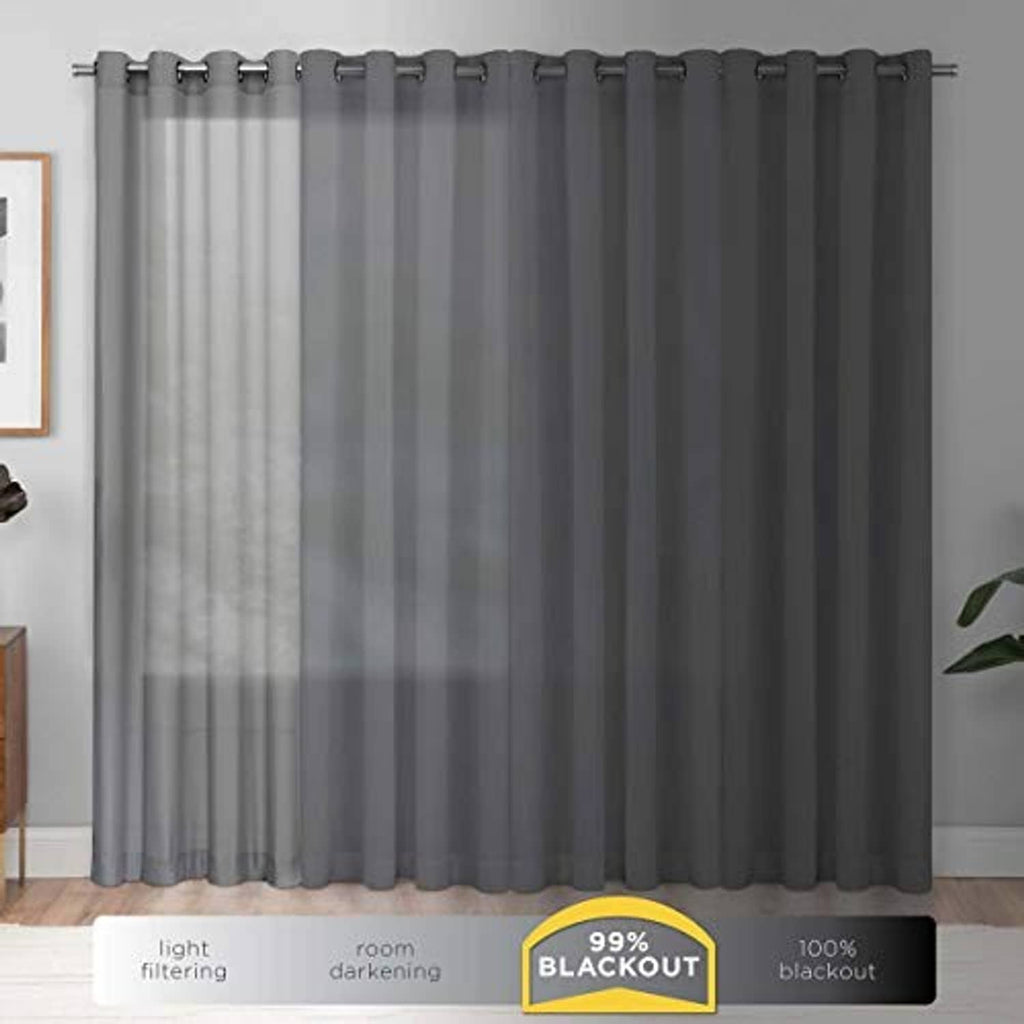 Eclipse blackout thermal rod pocket window curtain, medium gray with rod-pocket top