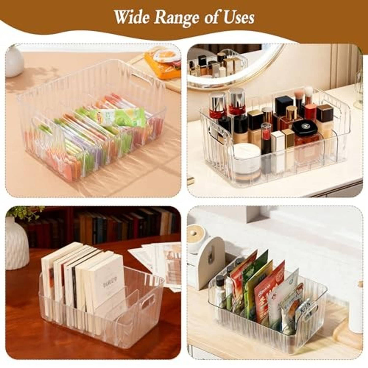 Clear acrylic organizer rack for CDs and other items, 3-pack multiuse storage