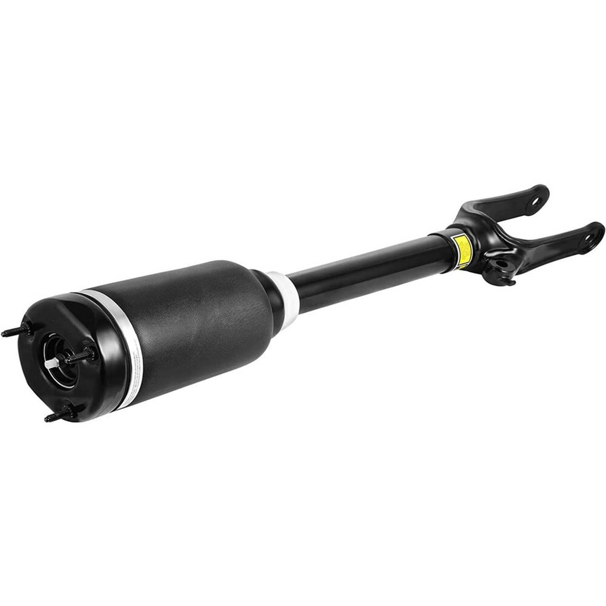 Front air suspension strut with black air spring and dual fork mount