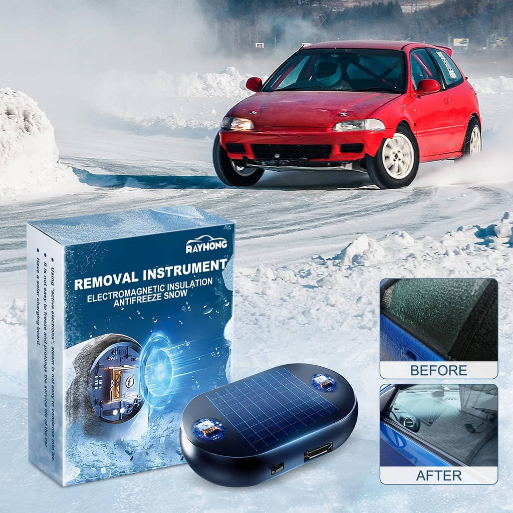 Electromagnetic antifreeze snow removal device with product box and before/after inset