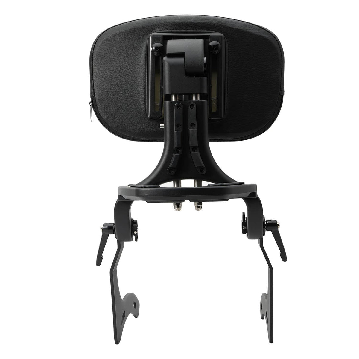 Black backrest sissy bar with padded headrest and underside mounting legs