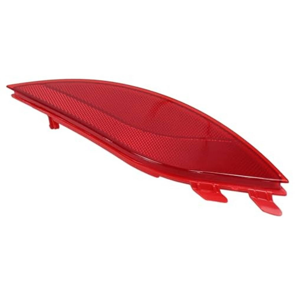 Red rear bumper reflector, slim wedge shape with textured lens