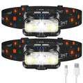 Black rechargeable headlamp set with two adjustable bands and bright triple LED lights