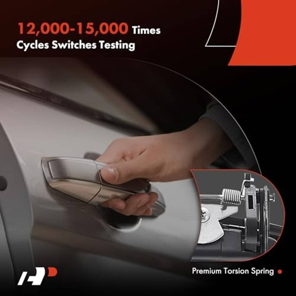 Hand installing a front exterior door handle with keyhole on a car door