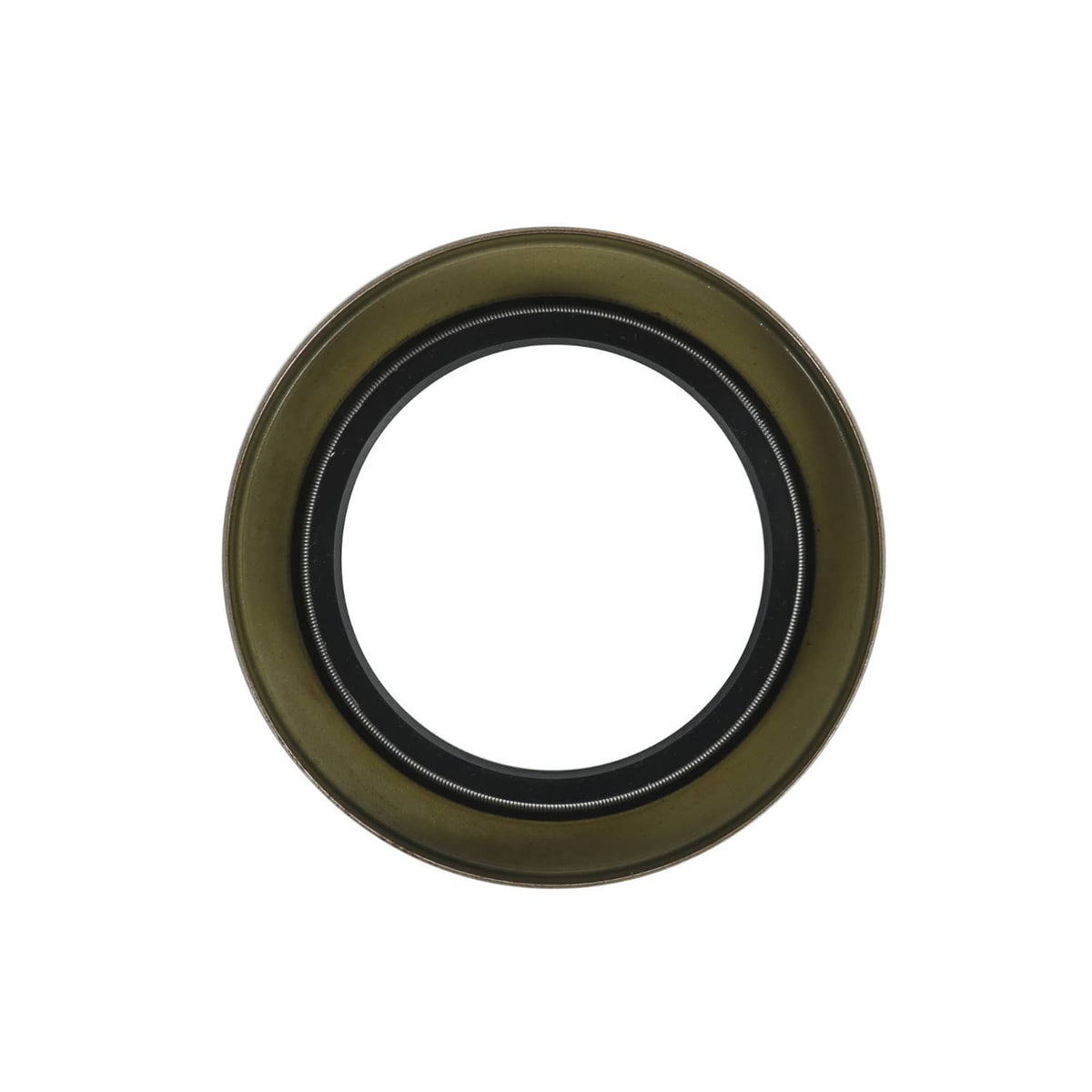Sealed bearing race with black inner seal ring and outer metal housing