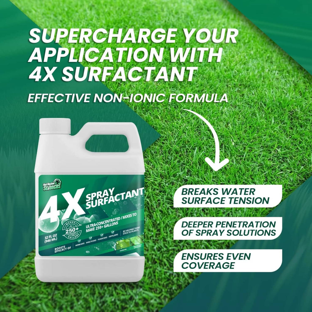 4X non-ionic spray surfactant concentrate bottle, 32 fl oz, white with green label
