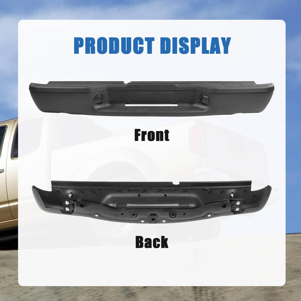 Black rear step bumper display showing front and back side panels