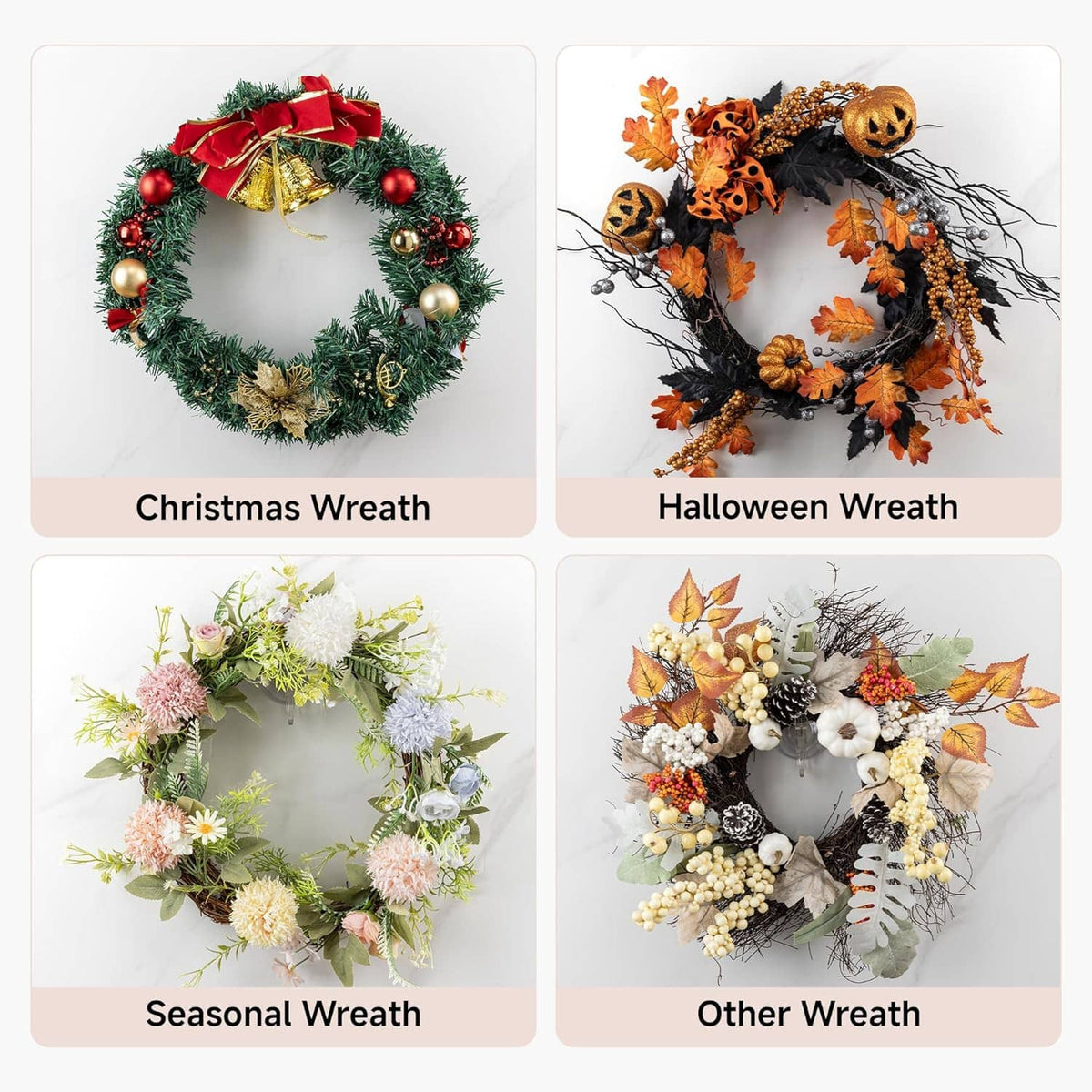 Seasonal wreaths: Christmas wreath, Halloween wreath, seasonal floral wreaths