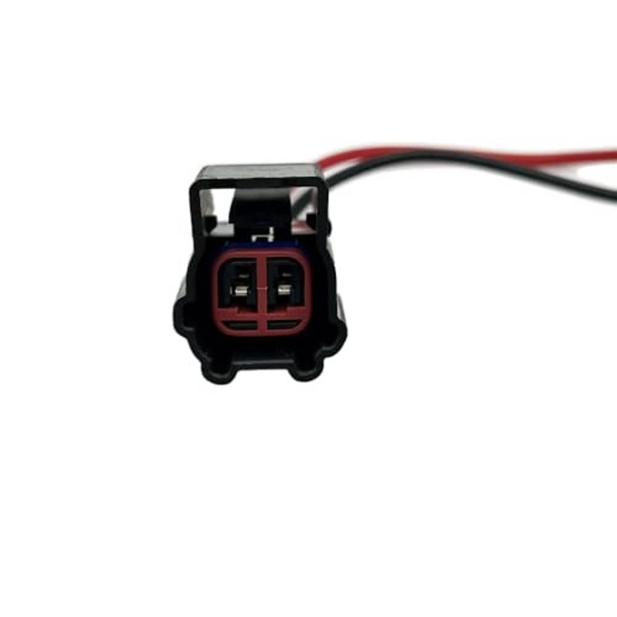 Throttle connector pigtail front view with two-pin socket and red/black wires