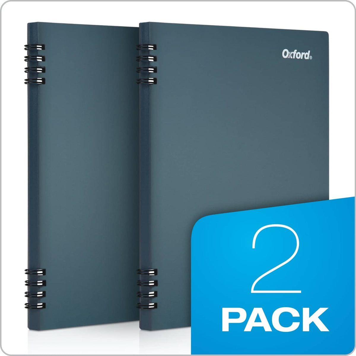 Pack of two teal spiral notebooks with Oxford logo on front covers