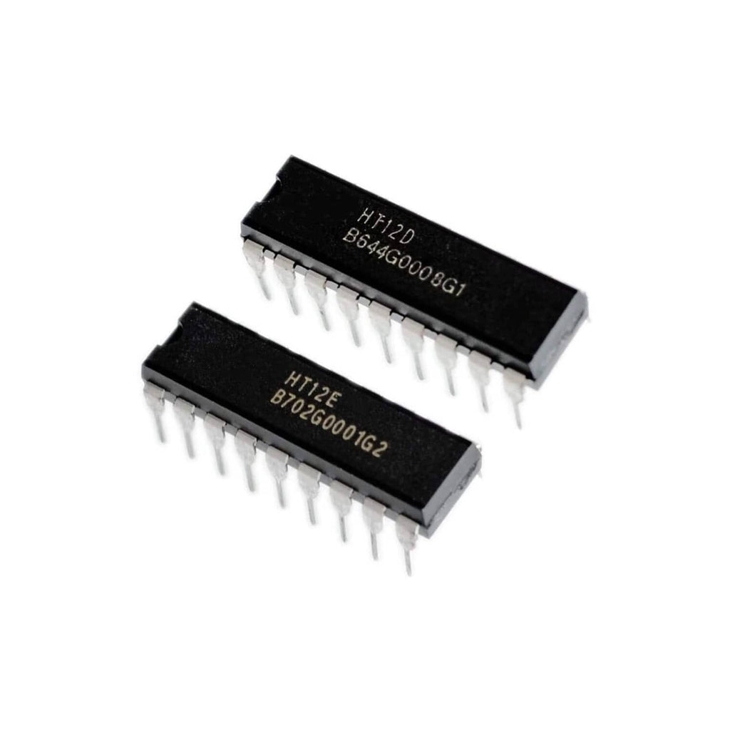 Two black DIP IC chips: HT12D and HT12E, each with dual in-line pins
