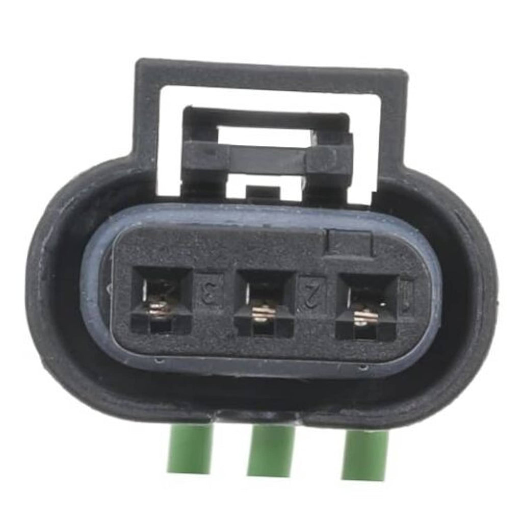 Engine crankshaft position sensor wiring connector with 4-pin black plug and green leads