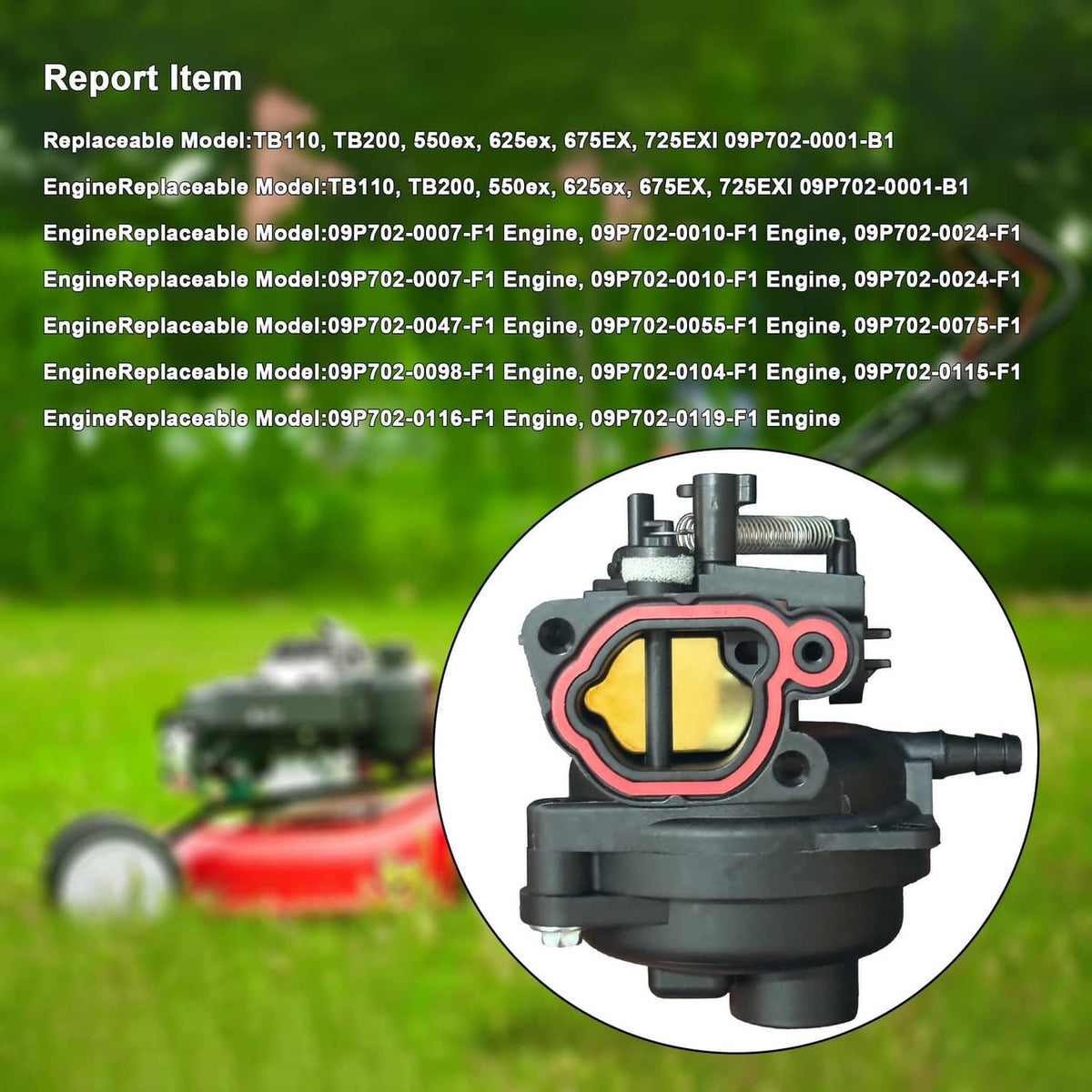 Carburetor replacement assembly with yellow valve insert on dark housing