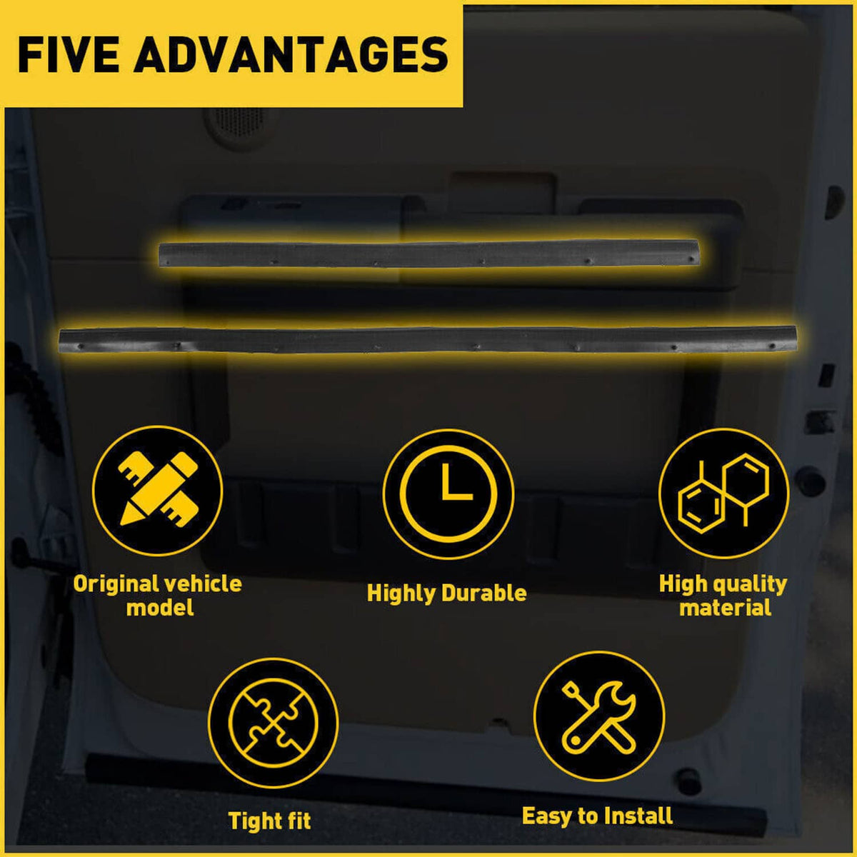 Black door weatherstrip seal bars for easy fit on door panel