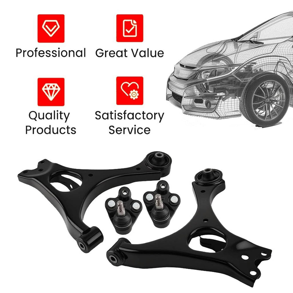 Black front lower control arms set with ball joints and included mounting parts