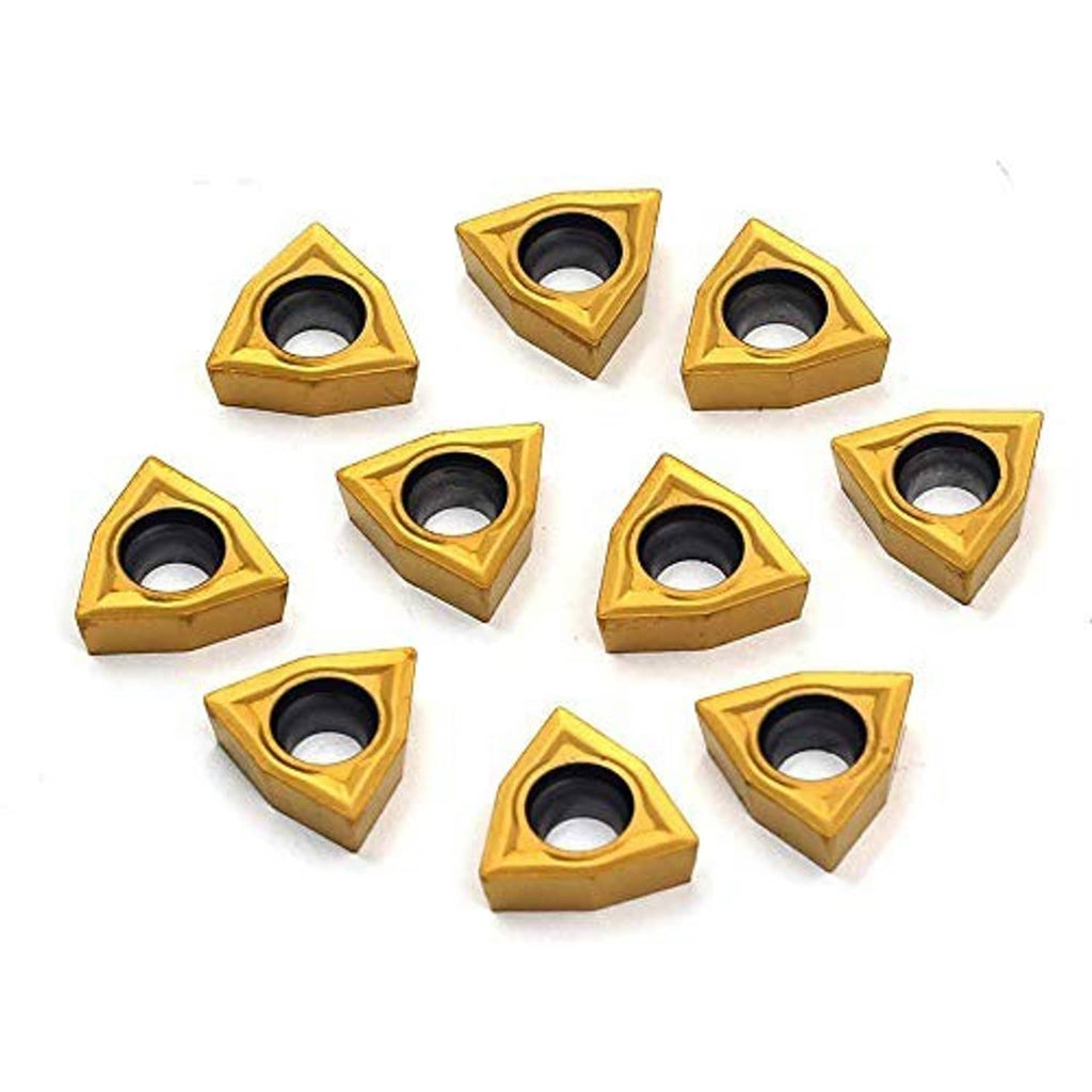 Triangular carbide turning inserts, gold with round hole, staggered arrangement